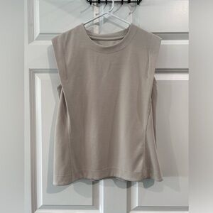 Athleta Seasoft Tank Sweatshirt Size Small Abalone Gray Tan Soft Top Athleisure